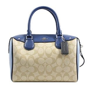 NWOT Coach Mini Bennett Satchel in Colorblock Signature Silver/Khaki/Blue Multi